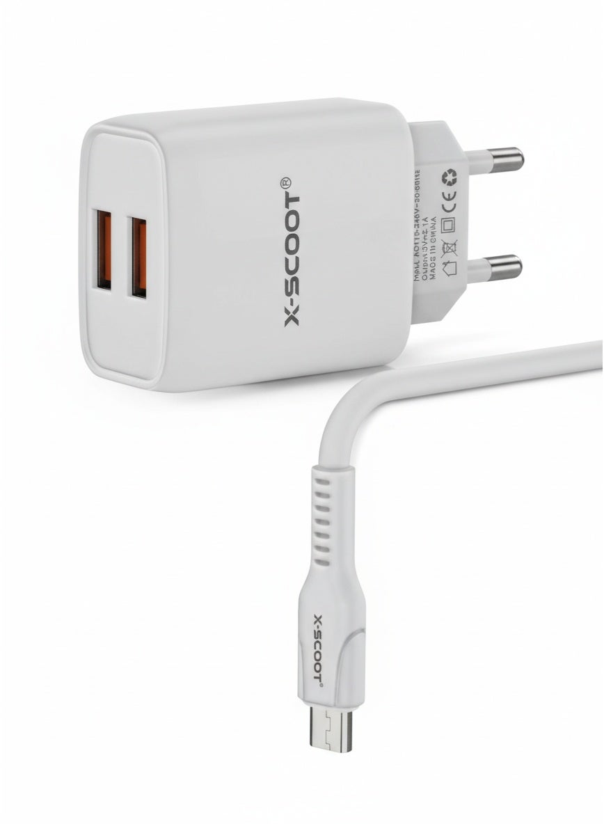 X-SCOOT X-SCOOT Dual Usb Travel Charger 2 1a With Micro Usb Cable 2.1 A Z4923391D805F4ABEB8DBZ